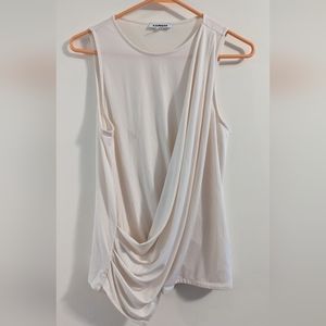 White Express Draped Sleeveless Shirt
